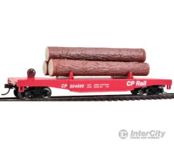 Walthers Trainline 1771 Log Dump Car With 3 Logs - Ready To Run -- CP Rail #304866 (red)