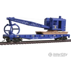 Walthers Trainline 1780 Flatcar With Logging Crane - Ready To Run -- Alaska Railroad (blue)